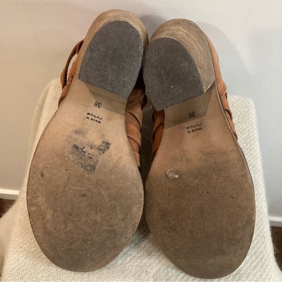 FREE PEOPLE SZ 38 Hybrid  Stacked Heel Strappy Back Zipper Ankle Boots Booties - Picture 8 of 11